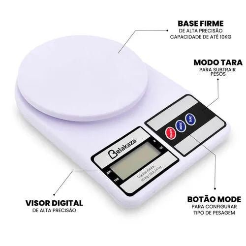 Balança Digital para Cozinha de Alta Precisão até 10kg Nutrição e Dieta