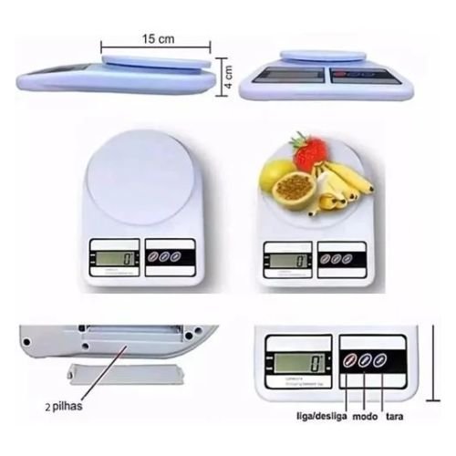 Balança Digital para Cozinha de Alta Precisão até 10kg Nutrição e Dieta