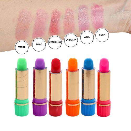 Batom Mágico 24 Horas Kit com 6 Batons de Longa Duração
