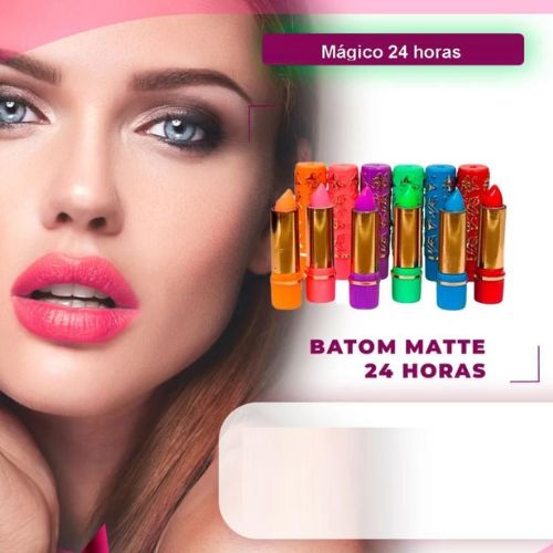 Batom Mágico 24 Horas Kit com 6 Batons de Longa Duração