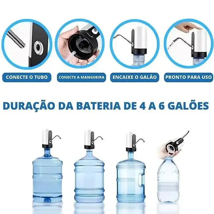 Bomba Elétrica para Galão de Água Dispensador Universal com Carregamento USB