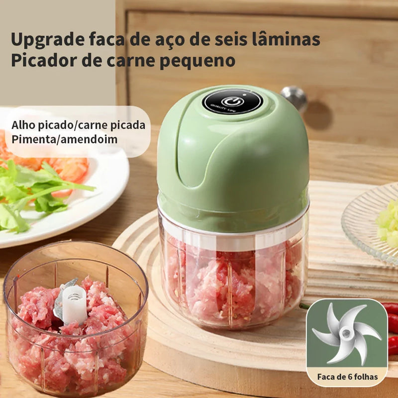 Mini Processador Elétrico Moedor de Alimentos Portátil