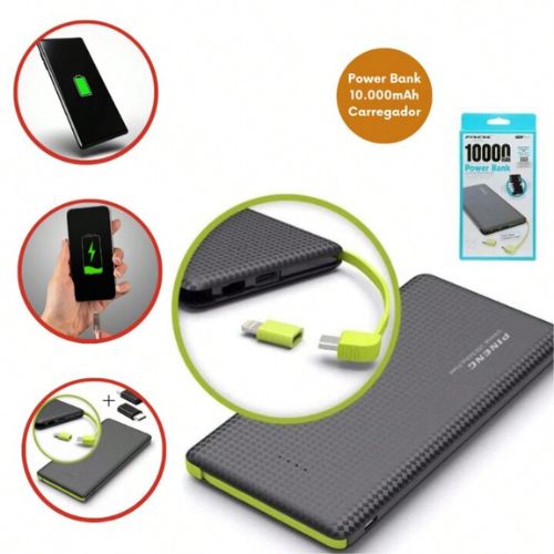 Carregador Portátil Power Bank 10.000mah Com Adaptador Android e iPhone