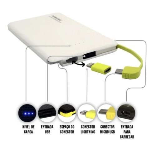 Carregador Portátil Power Bank 10.000mah Com Adaptador Android e iPhone