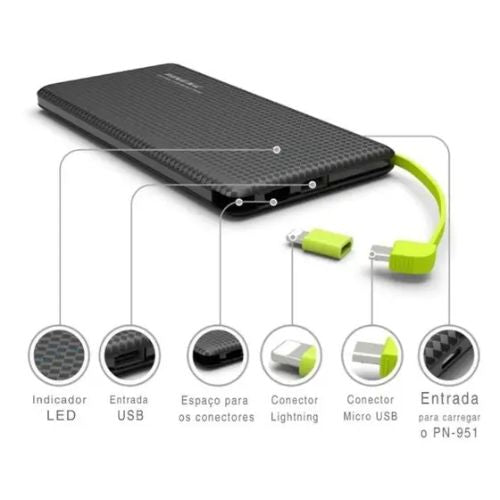 Carregador Portátil Power Bank 10.000mah Com Adaptador Android e iPhone