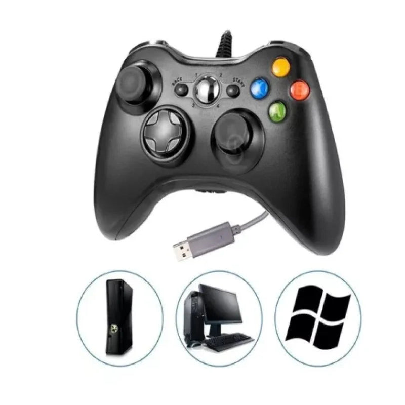 Controle Com Fio Compatível Para Xbox 360 e PC 2 em 1