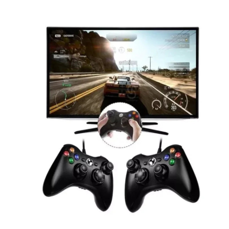 Controle Com Fio Compatível Para Xbox 360 e PC 2 em 1