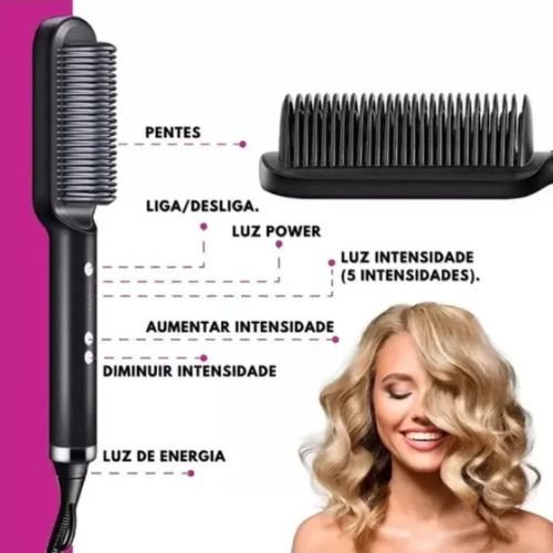Escova Elétrica 2 em 1 Secadora e Modeladora de Cabelo Bivolt