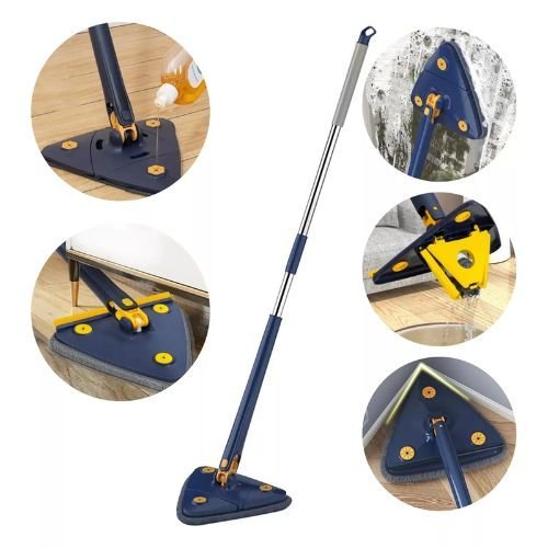 Esfregão Triangular Mop De Limpeza Ajustável Giratório 360°