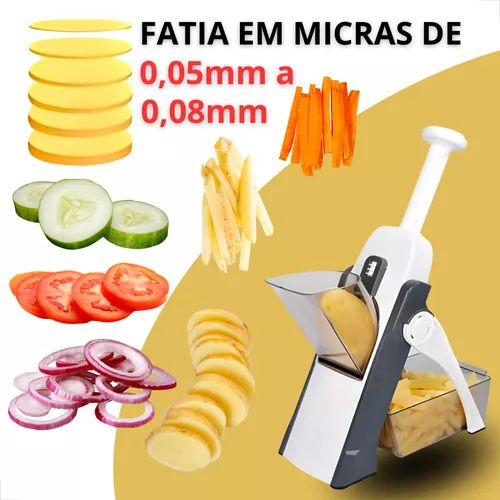 Cortador e Fatiador Ajustável 5 em 1 Seguro e Fácil de Usar para Legumes e Vegetais