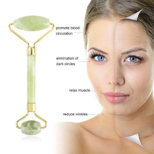 Massageador Facial Anti Rugas Rolinho Pedra de Jade