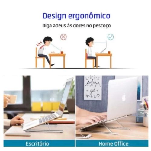 Suporte para Notebook com Base Regulável Postura Correta Home Office
