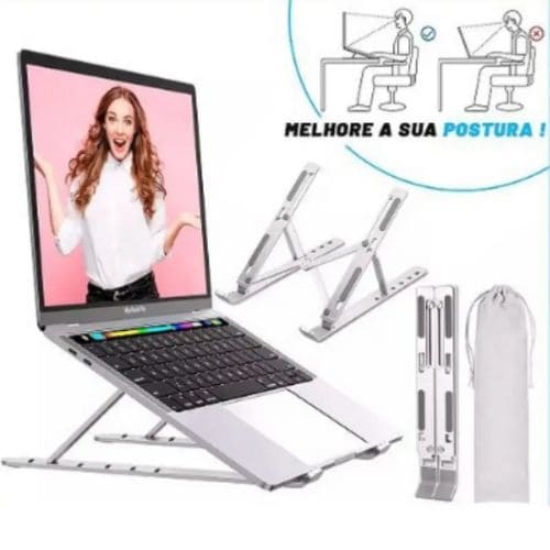 Suporte para Notebook com Base Regulável Postura Correta Home Office