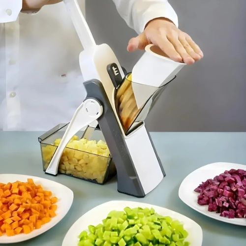 Cortador e Fatiador Ajustável 5 em 1 Seguro e Fácil de Usar para Legumes e Vegetais